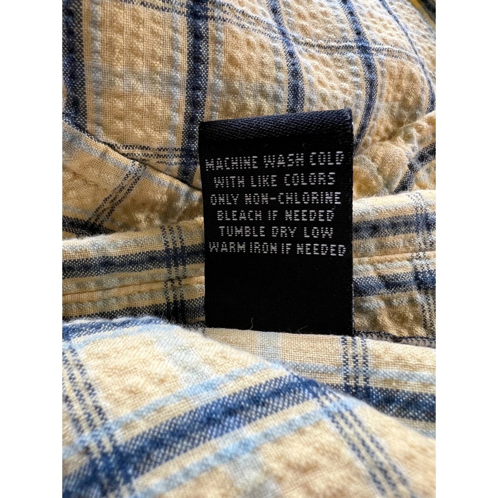 Consensus Sportswear Mens XL Yellow Blue Plaid Short Sleeve Button Up Shirt - Picture 6 of 6
